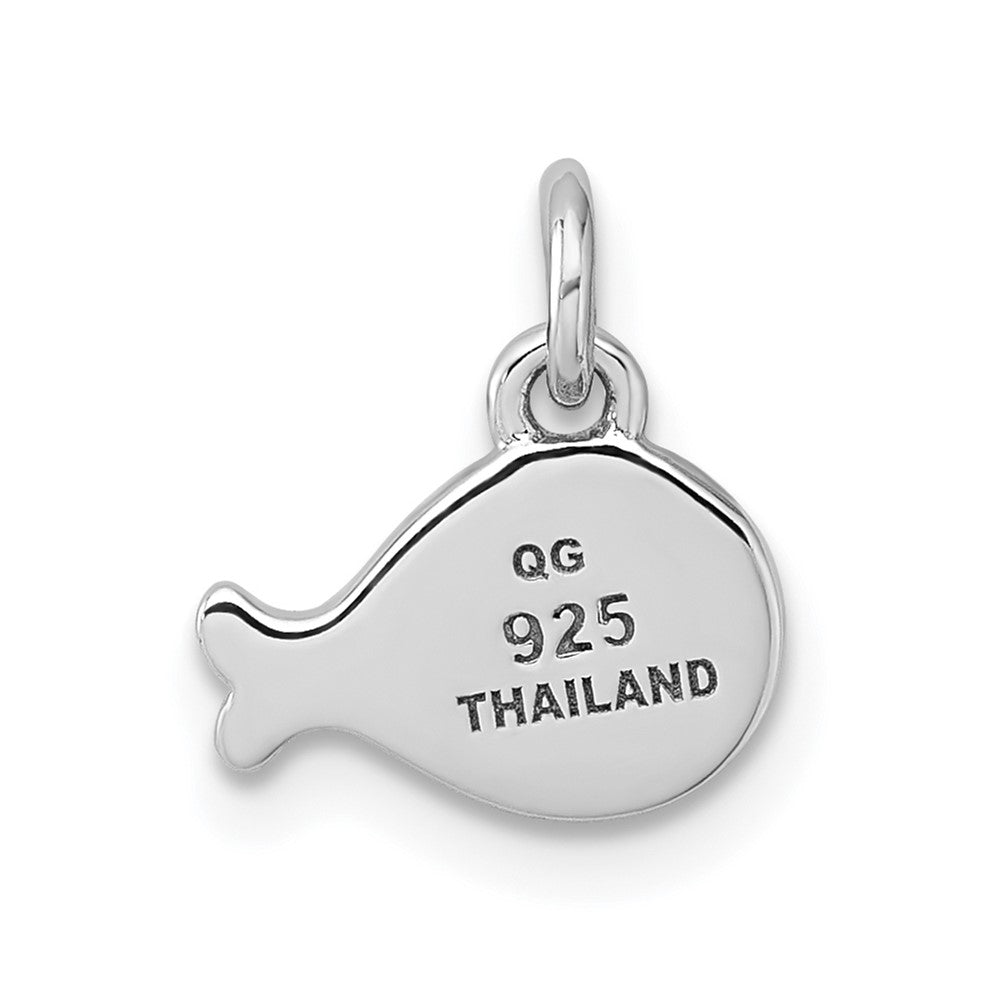 Sterling Silver Rhodium-plated Polished Whale Pendant