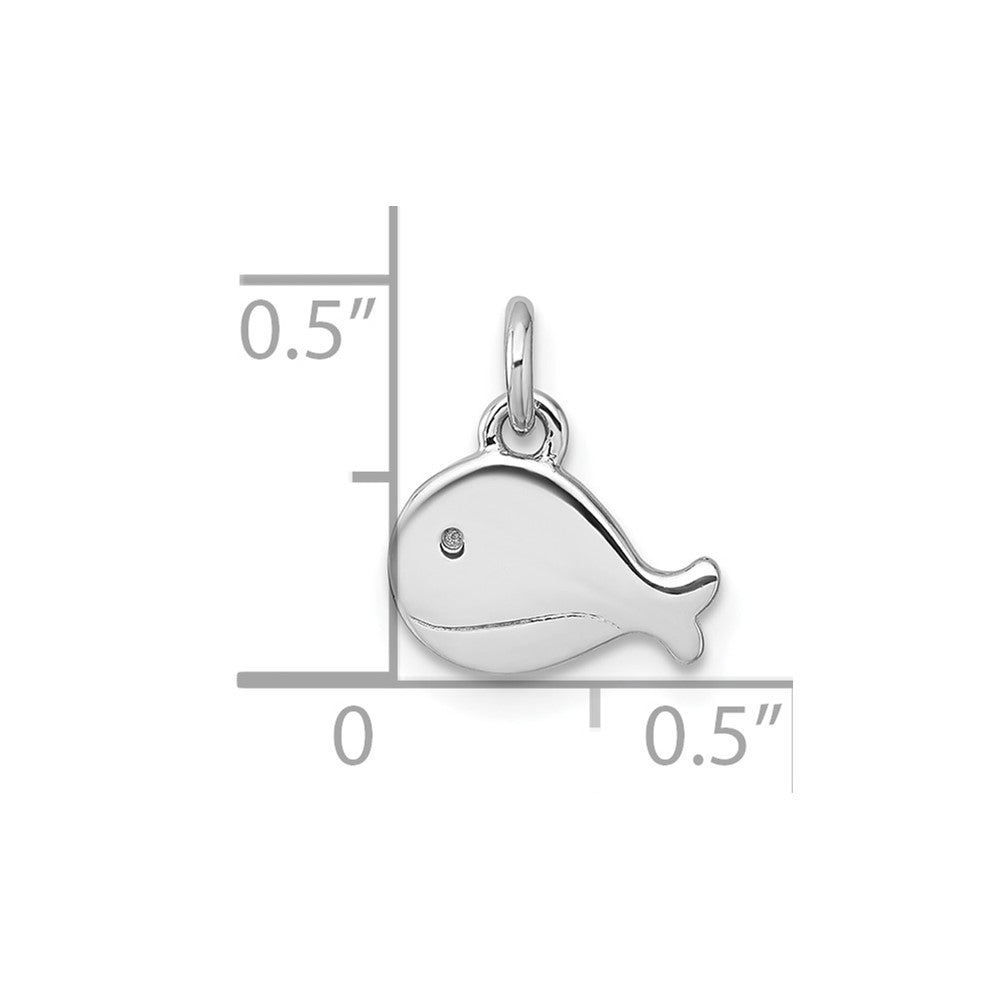 Sterling Silver Rhodium-plated Polished Whale Pendant