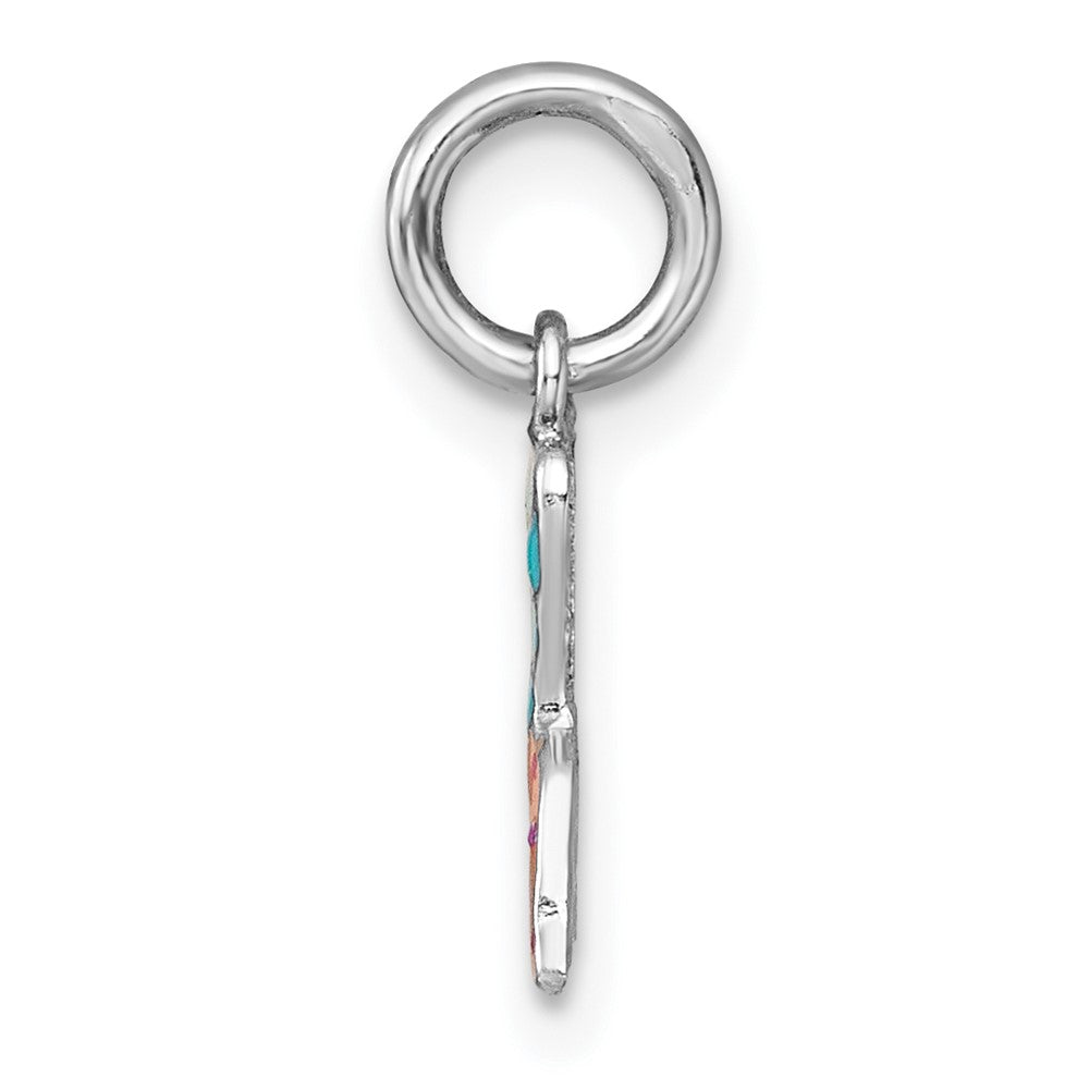 Sterling Silver Madi K RH-plated Enamel Mermaid Tail Pendant
