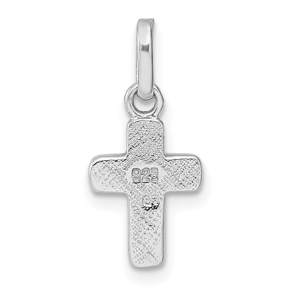 Sterling Silver Rhodium-plated Enamel Blue Cross Pendant