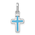 Sterling Silver Rhodium-plated Enamel Blue Cross Pendant