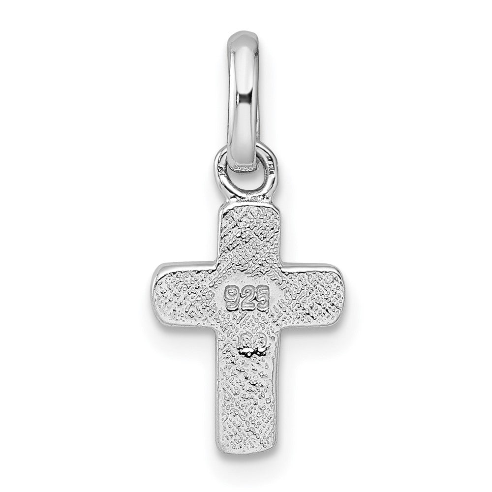 Sterling Silver Rhodium-plated Enamel Pink Cross Pendant