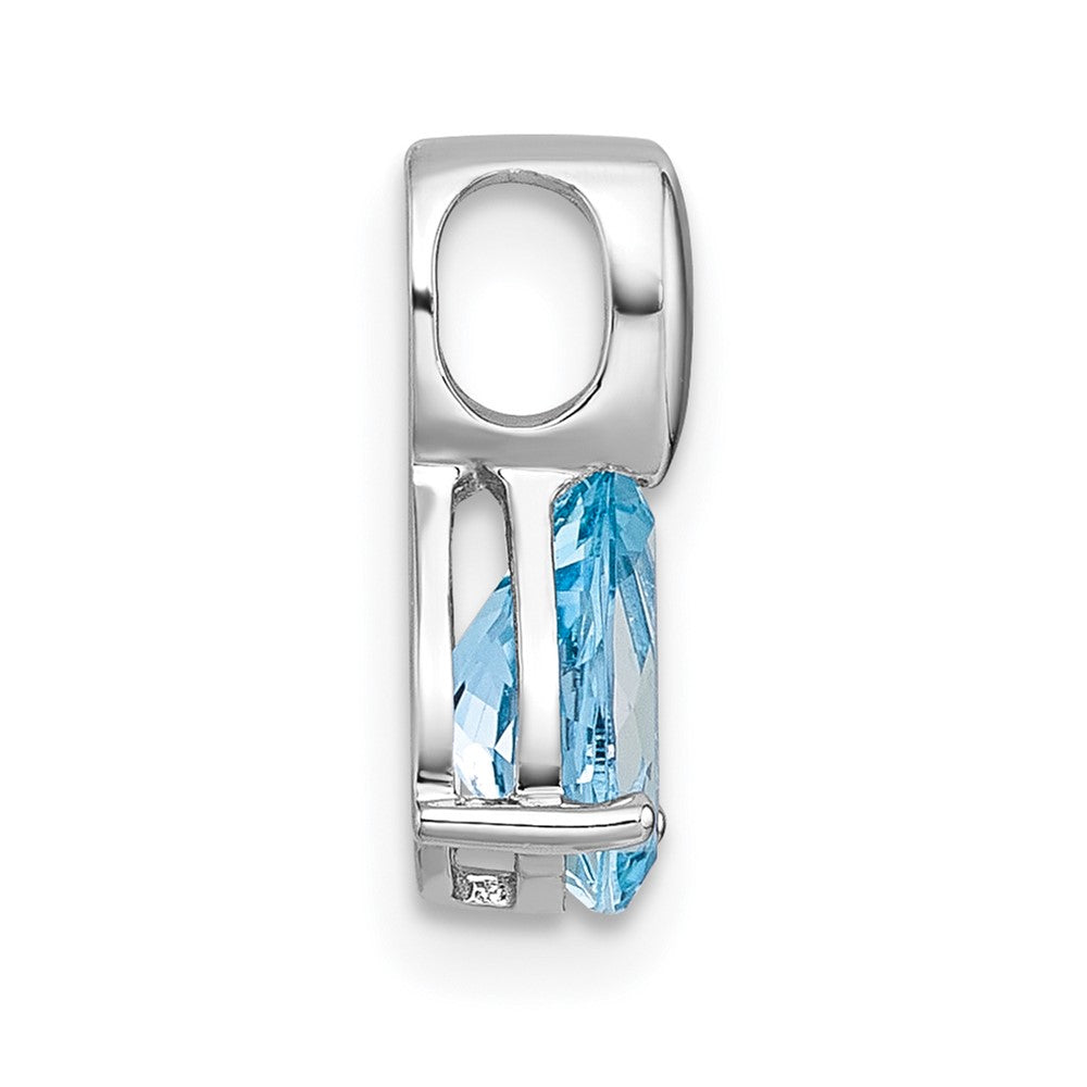 Sterling Silver RH-plated Polished Blue Topaz Teardrop Chain Slide