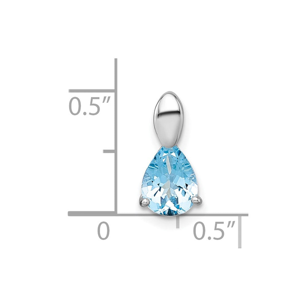 Sterling Silver RH-plated Polished Blue Topaz Teardrop Chain Slide