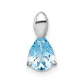 Sterling Silver RH-plated Polished Blue Topaz Teardrop Chain Slide