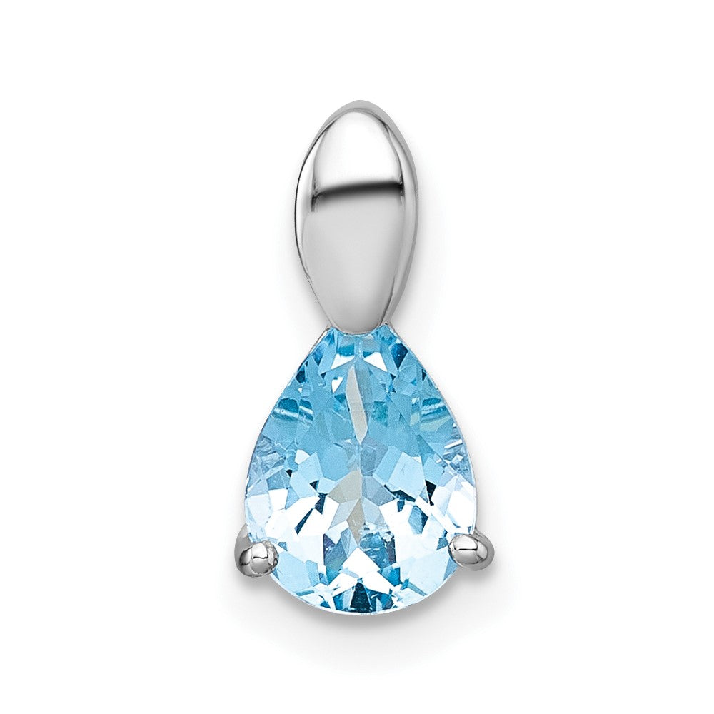 Sterling Silver RH-plated Polished Blue Topaz Teardrop Chain Slide
