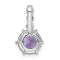 Sterling Silver RH-plated Polished Amethyst and White Topaz Chain Slide