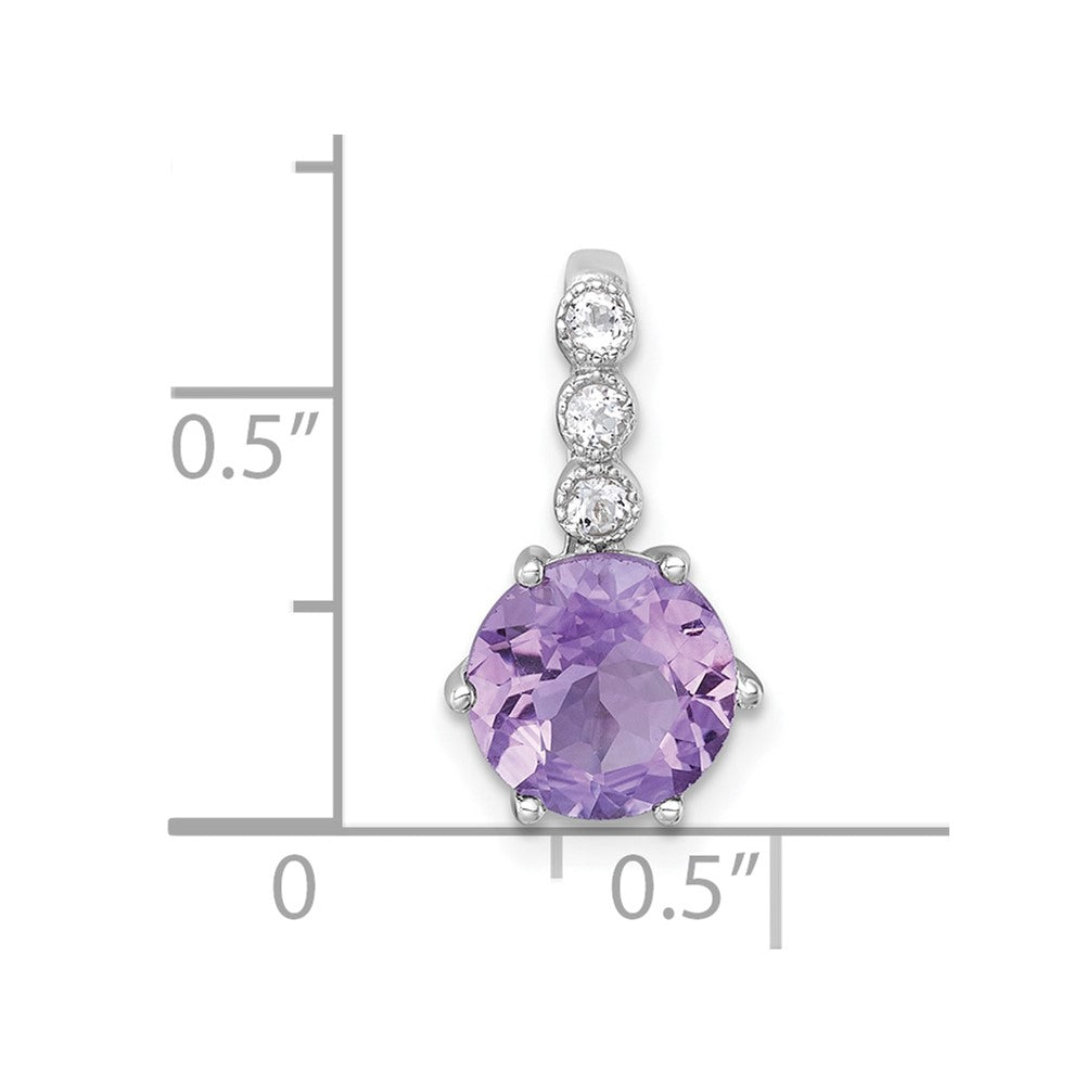 Sterling Silver RH-plated Polished Amethyst and White Topaz Chain Slide