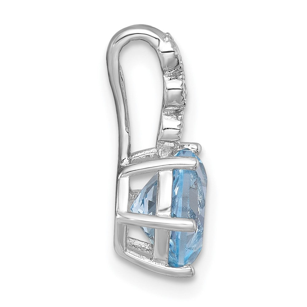 Sterling Silver RH-plated Polished Blue Topaz and White Topaz Chain Slide