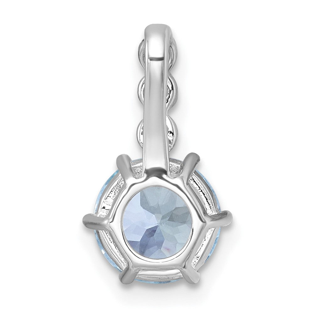 Sterling Silver RH-plated Polished Blue Topaz and White Topaz Chain Slide