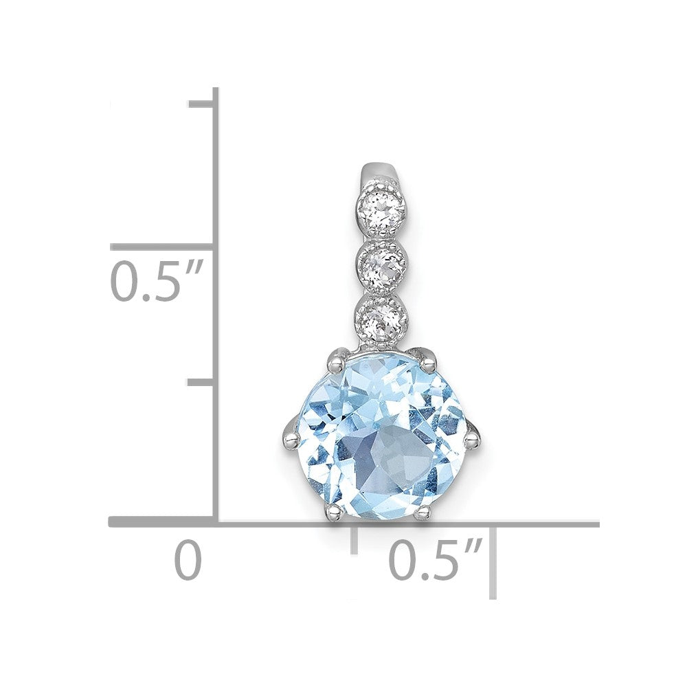 Sterling Silver RH-plated Polished Blue Topaz and White Topaz Chain Slide