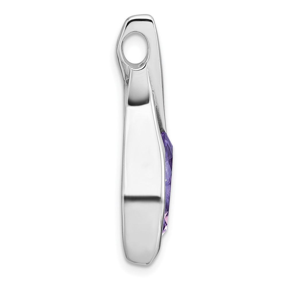 SS Rhodium-plated Polished Amethyst Drop Chain Slide Pendant