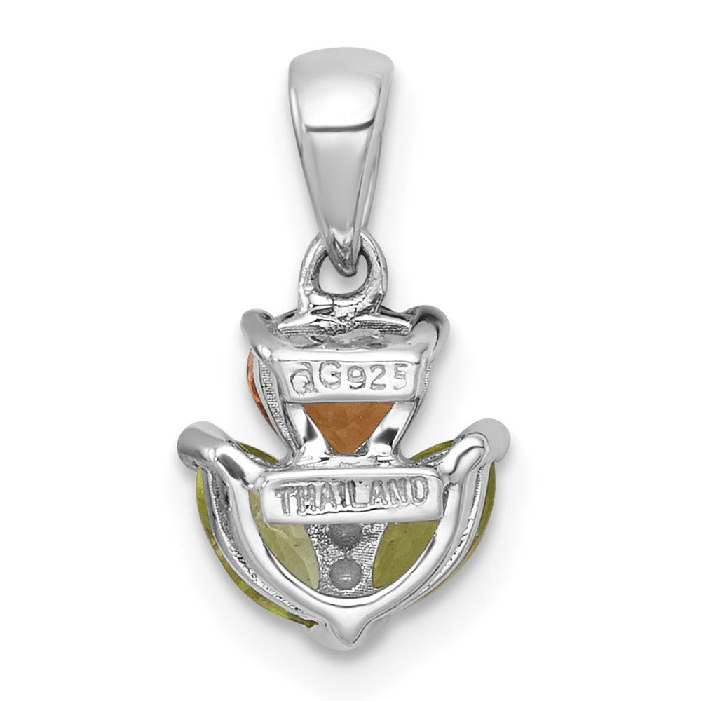 Sterling Silver RH-plated Polished Citrine/Peridot Flower Pendant
