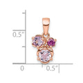 SS Rose Gold-pltd Amethyst/Pink Quartz/Rhodolite Garnet Pendant