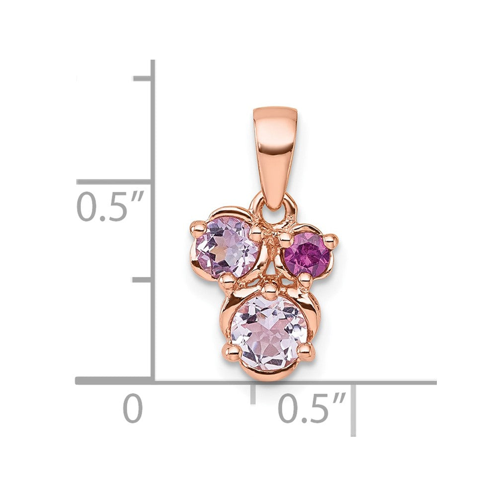 SS Rose Gold-pltd Amethyst/Pink Quartz/Rhodolite Garnet Pendant
