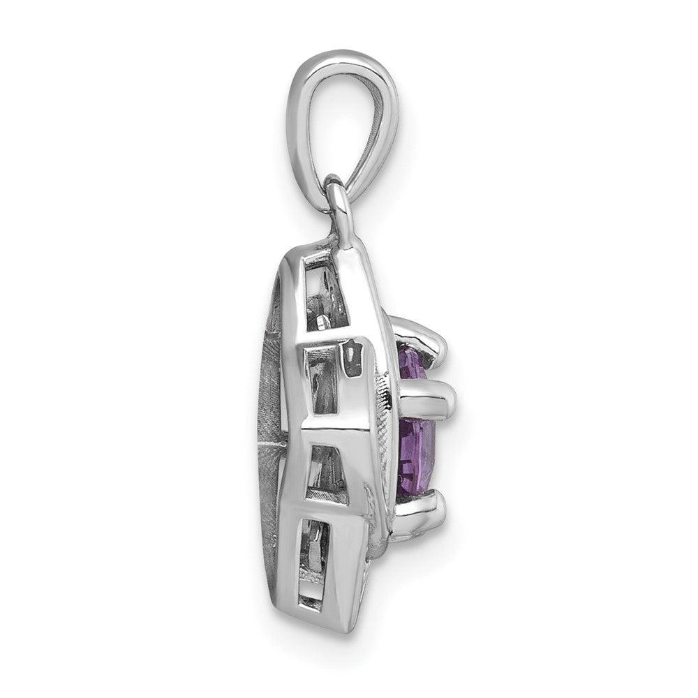 SS RH-pltd Polished Amethyst and White Topaz Star Pendant