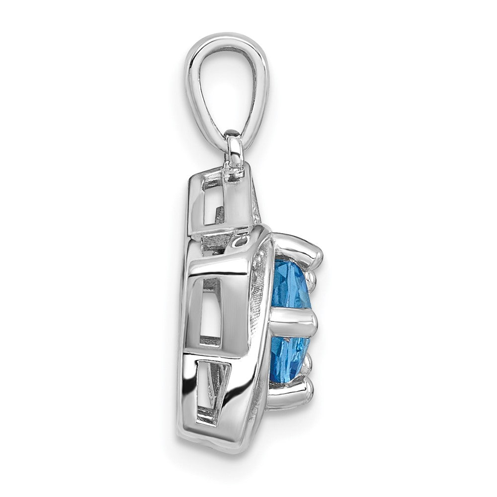 SS RH-pltd Light Swiss Blue Topaz/White Topaz Star Pendant