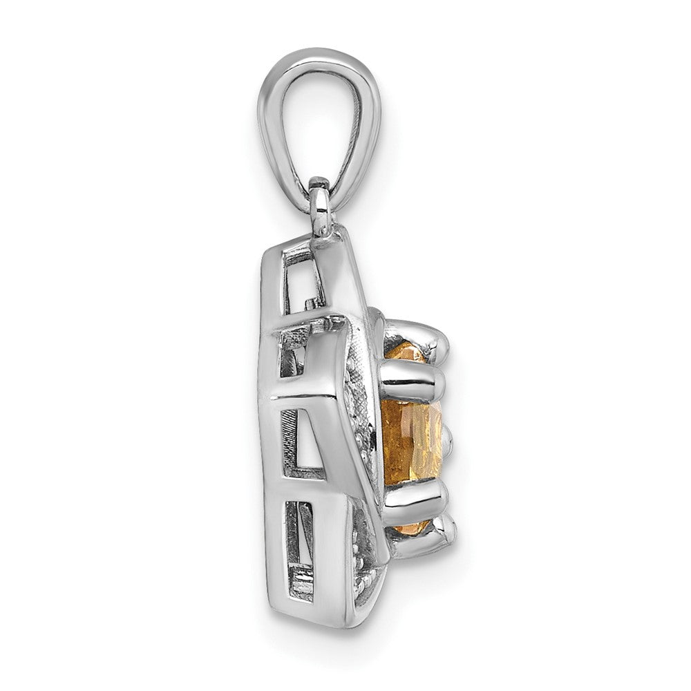 SS RH-pltd Polished Citrine and White Topaz Star Pendant