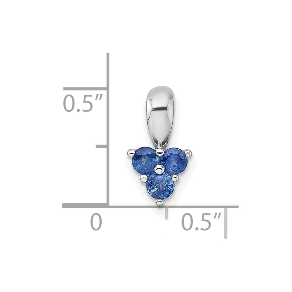 Sterling Silver Rhodium-plated Polished Sapphire Pendant