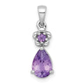 SS RH-pltd Polished Amethyst Floral Teardrop Pendant