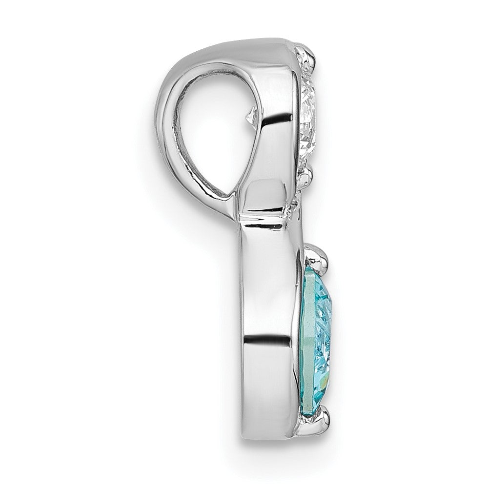 SS Rh-plated Polished Cr. Paraiba and Clear CZ Infinity Chain Slide