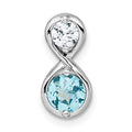 SS Rh-plated Polished Cr. Paraiba and Clear CZ Infinity Chain Slide