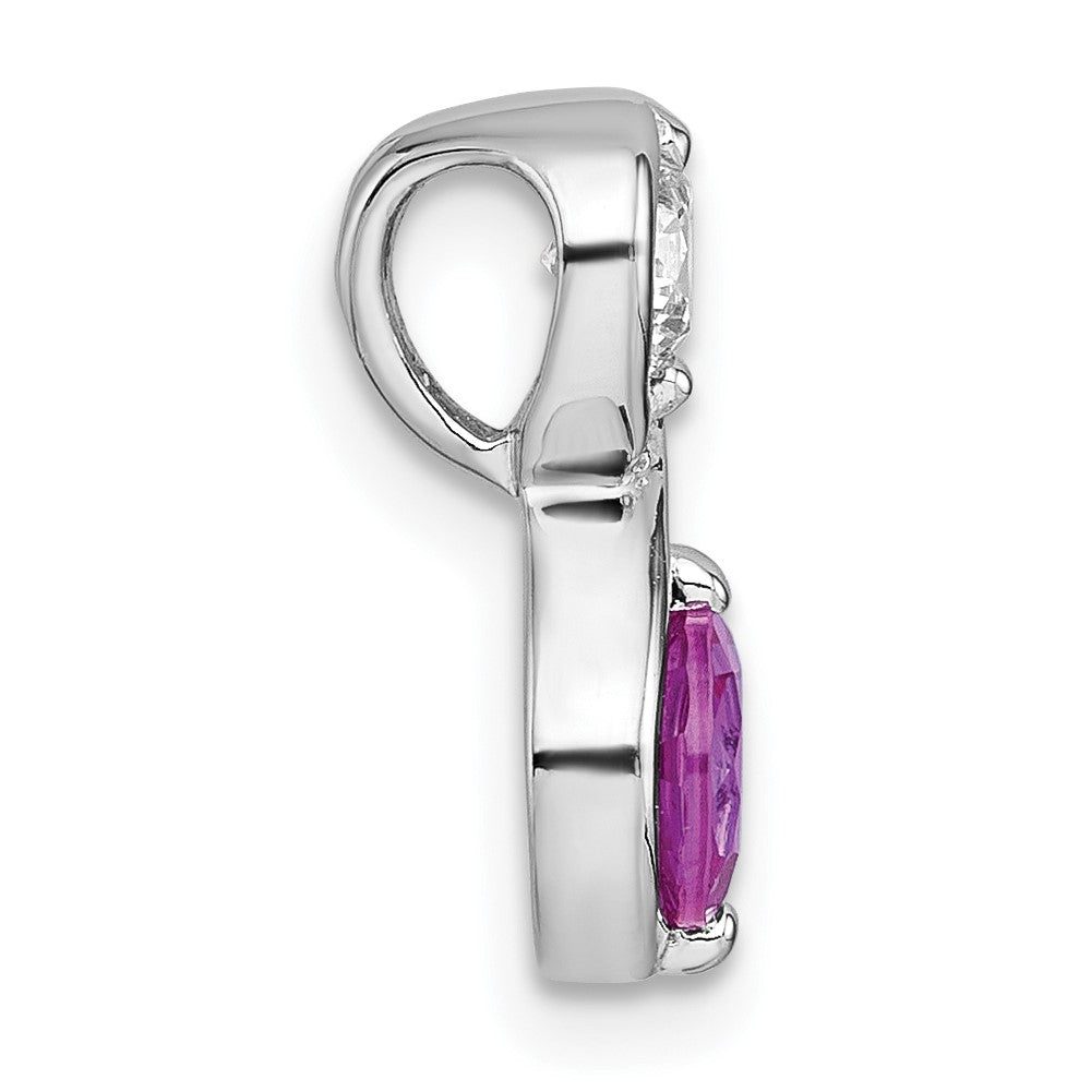 SS RH-plated Polished Lab Created Ruby & Clear CZ Infinity Chain Slide