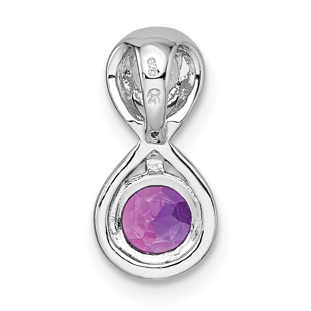 SS RH-plated Polished Lab Created Ruby & Clear CZ Infinity Chain Slide