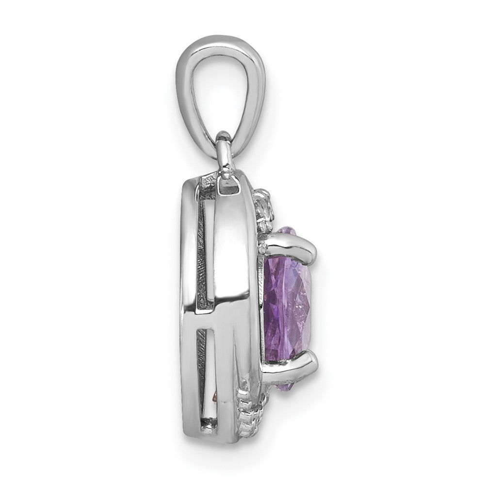 SS RH-pltd Polished Fancy Amethyst and White Topaz Circle Pendant