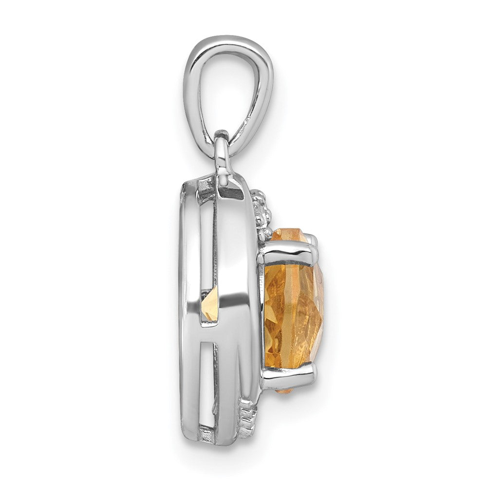 SS RH-pltd Polished Fancy Citrine and White Topaz Circle Pendant