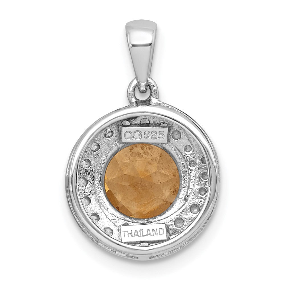 SS RH-pltd Polished Fancy Citrine and White Topaz Circle Pendant