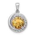 SS RH-pltd Polished Fancy Citrine and White Topaz Circle Pendant