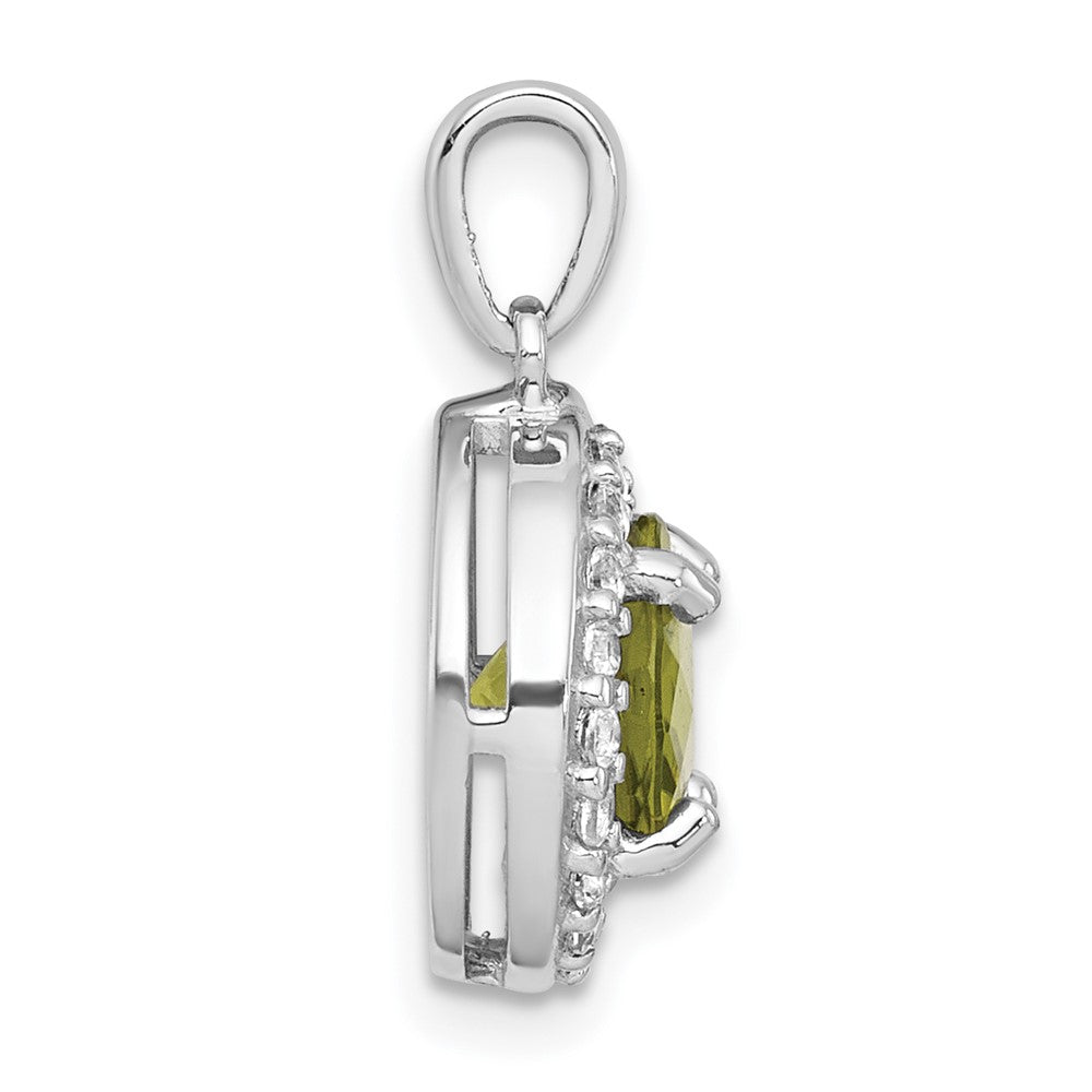 SS RH-pltd Polished Fancy Peridot and White Topaz Circle Pendant