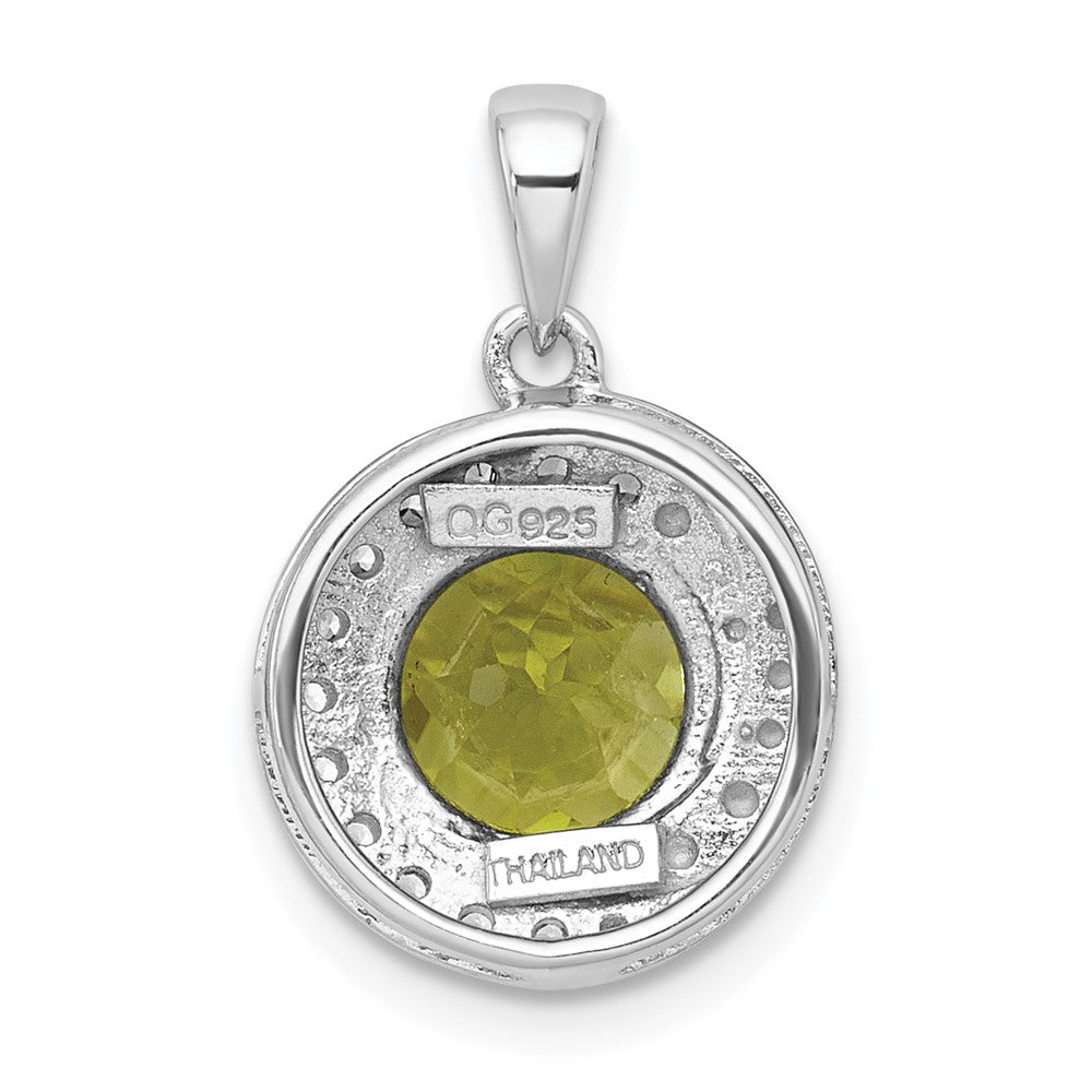SS RH-pltd Polished Fancy Peridot and White Topaz Circle Pendant