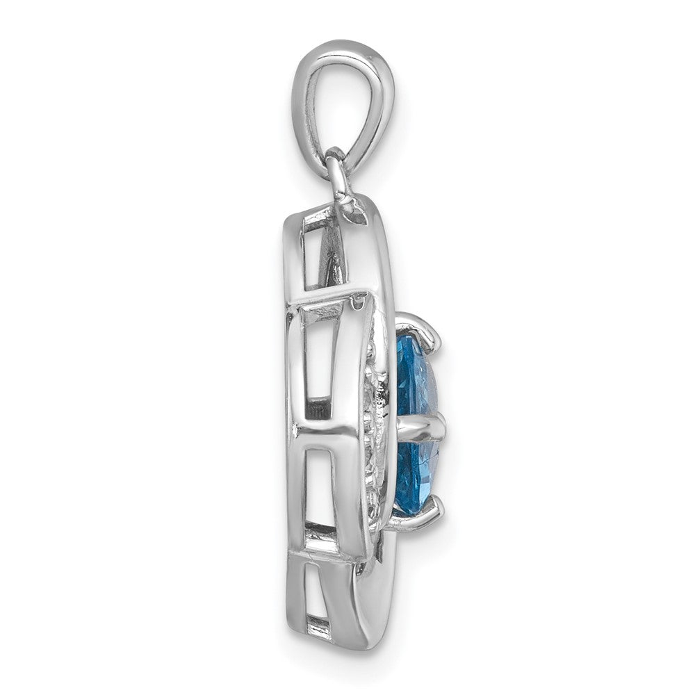 SS RH-pltd Polished Light Swiss Blue Topaz/White Topaz Pendant