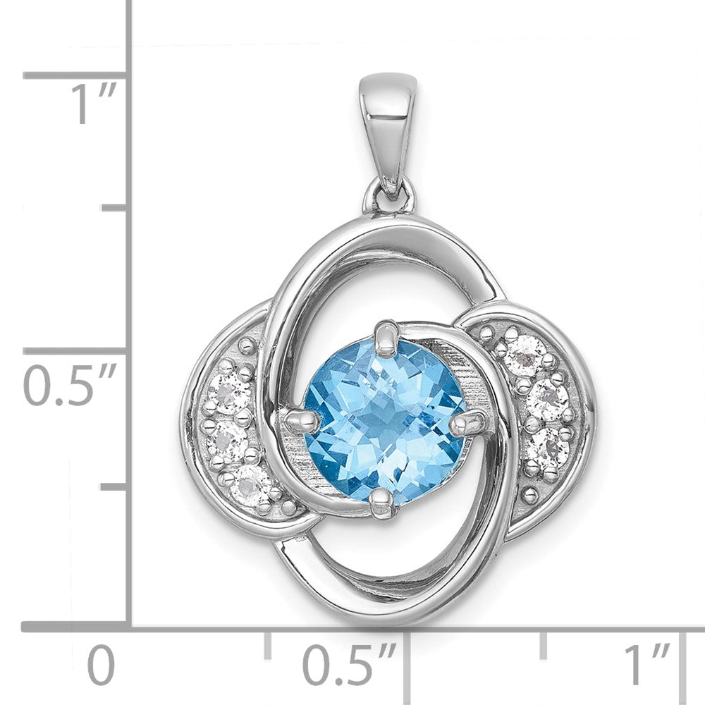 SS RH-pltd Polished Light Swiss Blue Topaz/White Topaz Pendant