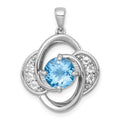 SS RH-pltd Polished Light Swiss Blue Topaz/White Topaz Pendant