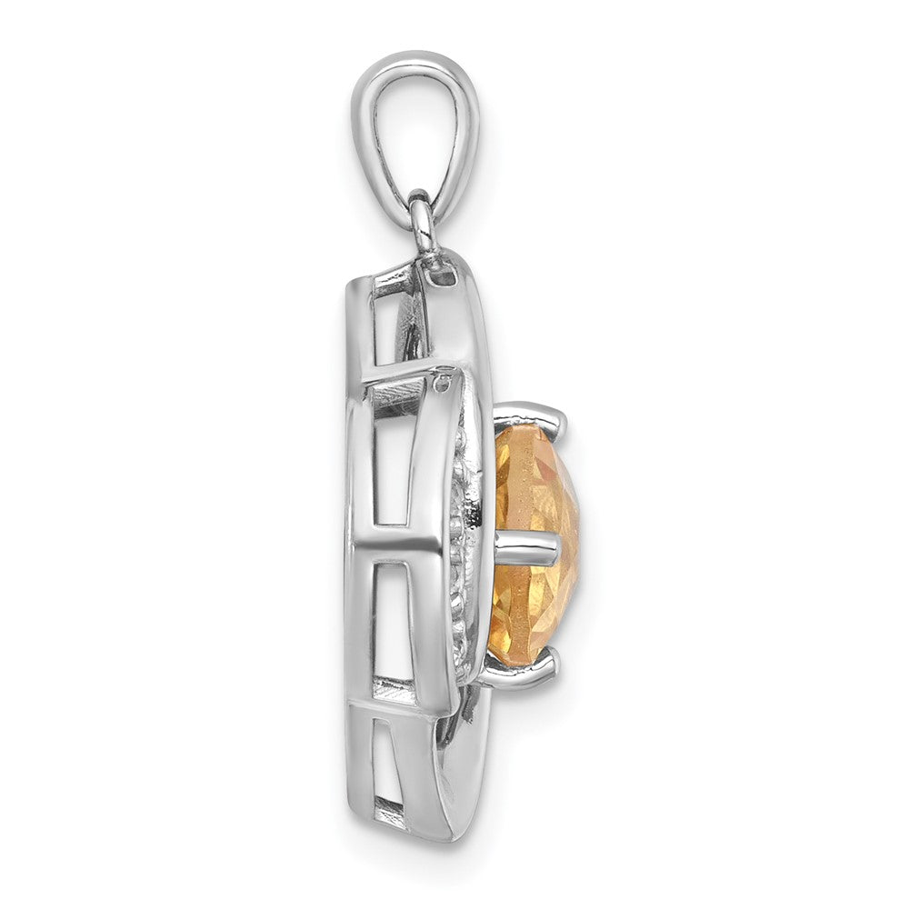 SS RH-pltd Polished Fancy Citrine and White Topaz Pendant