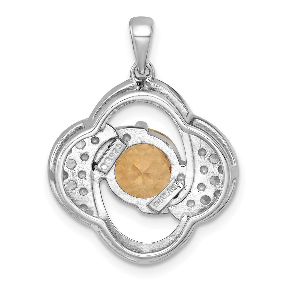 SS RH-pltd Polished Fancy Citrine and White Topaz Pendant