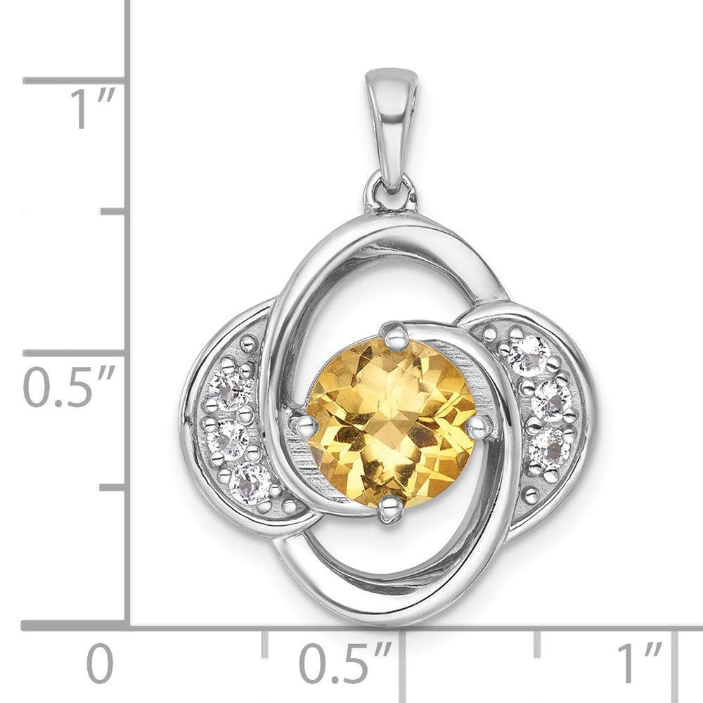 SS RH-pltd Polished Fancy Citrine and White Topaz Pendant