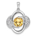 SS RH-pltd Polished Fancy Citrine and White Topaz Pendant