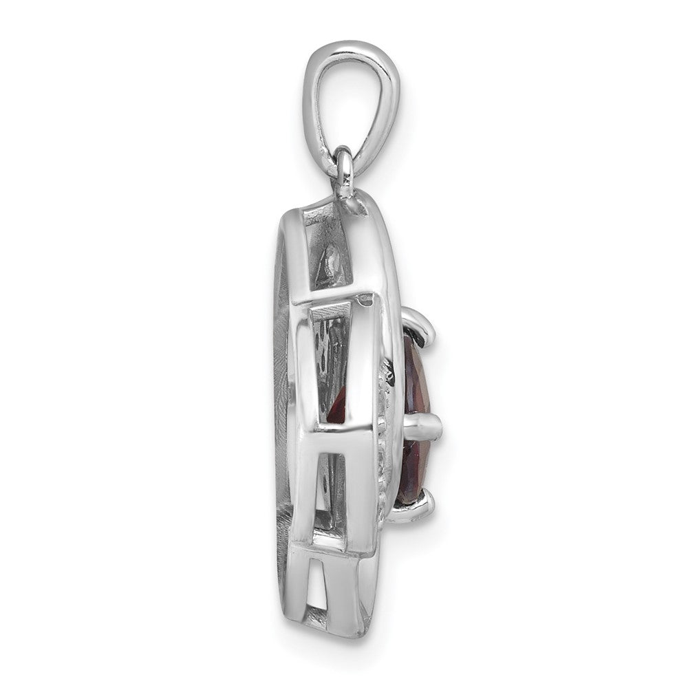 SS RH-pltd Polished Fancy Garnet and White Topaz Pendant