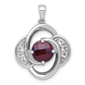 SS RH-pltd Polished Fancy Garnet and White Topaz Pendant