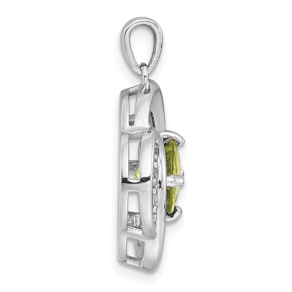 SS RH-pltd Polished Fancy Peridot and White Topaz Pendant