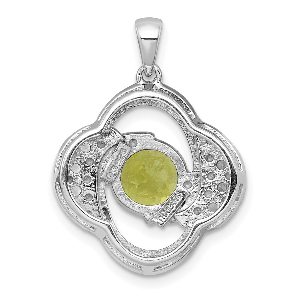 SS RH-pltd Polished Fancy Peridot and White Topaz Pendant