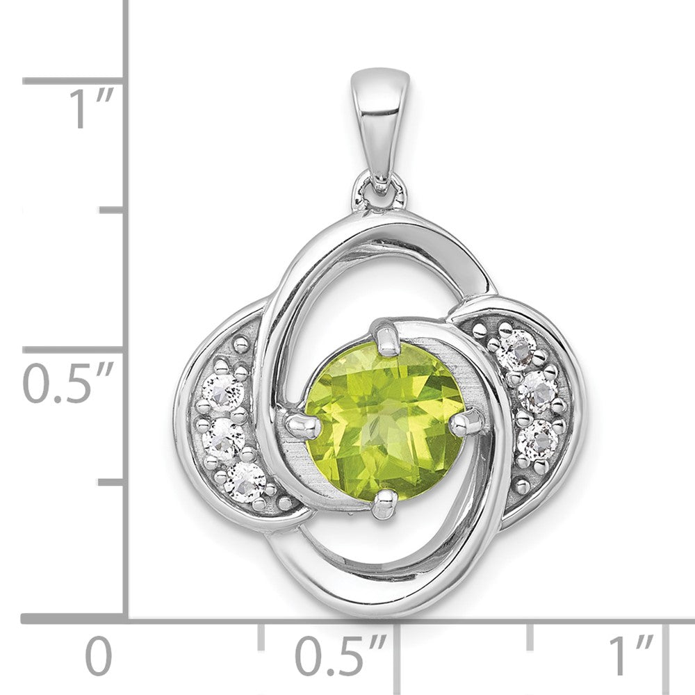 SS RH-pltd Polished Fancy Peridot and White Topaz Pendant
