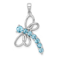 SS RH-pltd Polished Light Swiss Blue Topaz Dragonfly Pendant