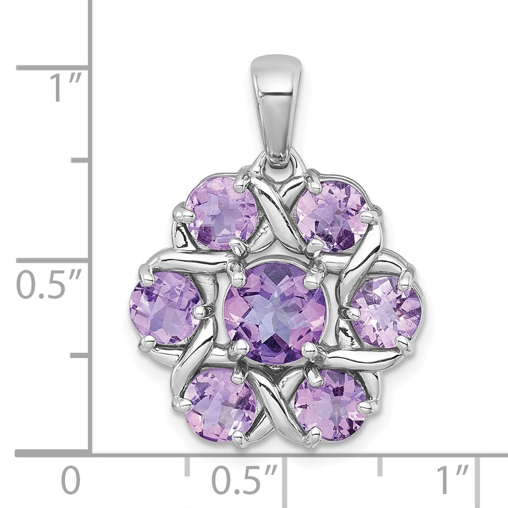 SS RH-pltd Amethyst/Rose de France Quartz Flower Pendant
