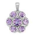 SS RH-pltd Amethyst/Rose de France Quartz Flower Pendant