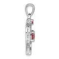 Sterling Silver Rhodium-plated Polished Garnet Open Heart Pendant